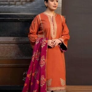 3 Pcs Women's Unstitched Embroidered Lawn Suit