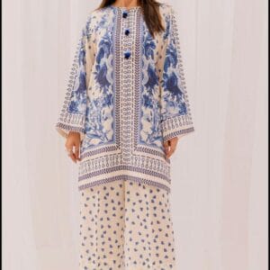 2 Pcs Women's Stitched Printed Shirt And Trouser