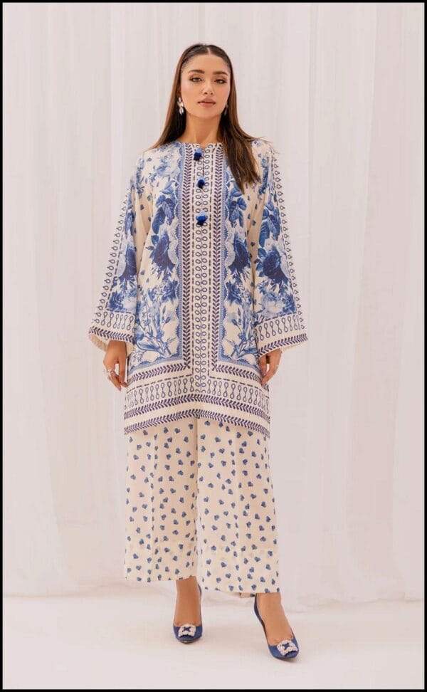 2 Pcs Women's Stitched Printed Shirt And Trouser
