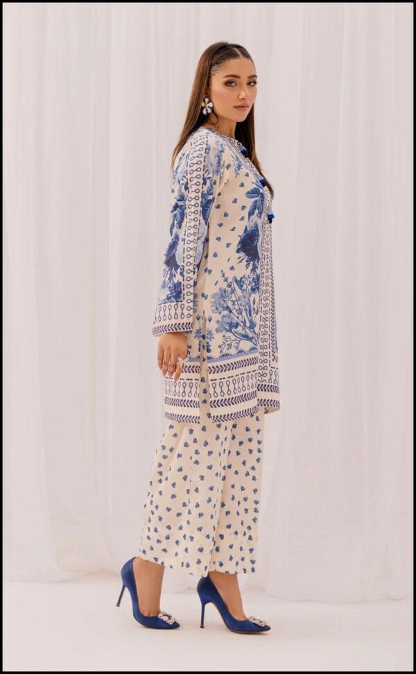 2 Pcs Women's Stitched Printed Shirt And Trouser - Image 2