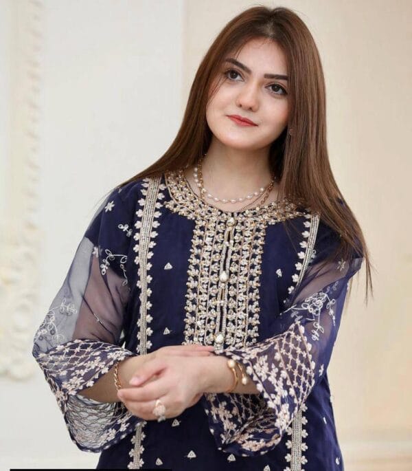 Elegant Women's 3-Piece Embroidered Suit – Organza & Katan Silk | Multiple Colors - Image 8