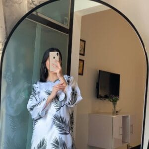 2-Pcs Women's Stitched Linen Printed Suit - White,Black, Blue