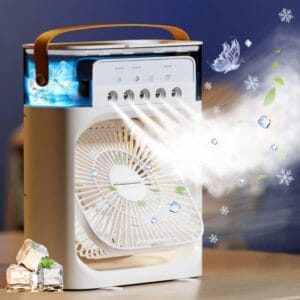 Portable Air Conditioner | Mini Air Cooler Fan with Mist Spray & LED Night Lights